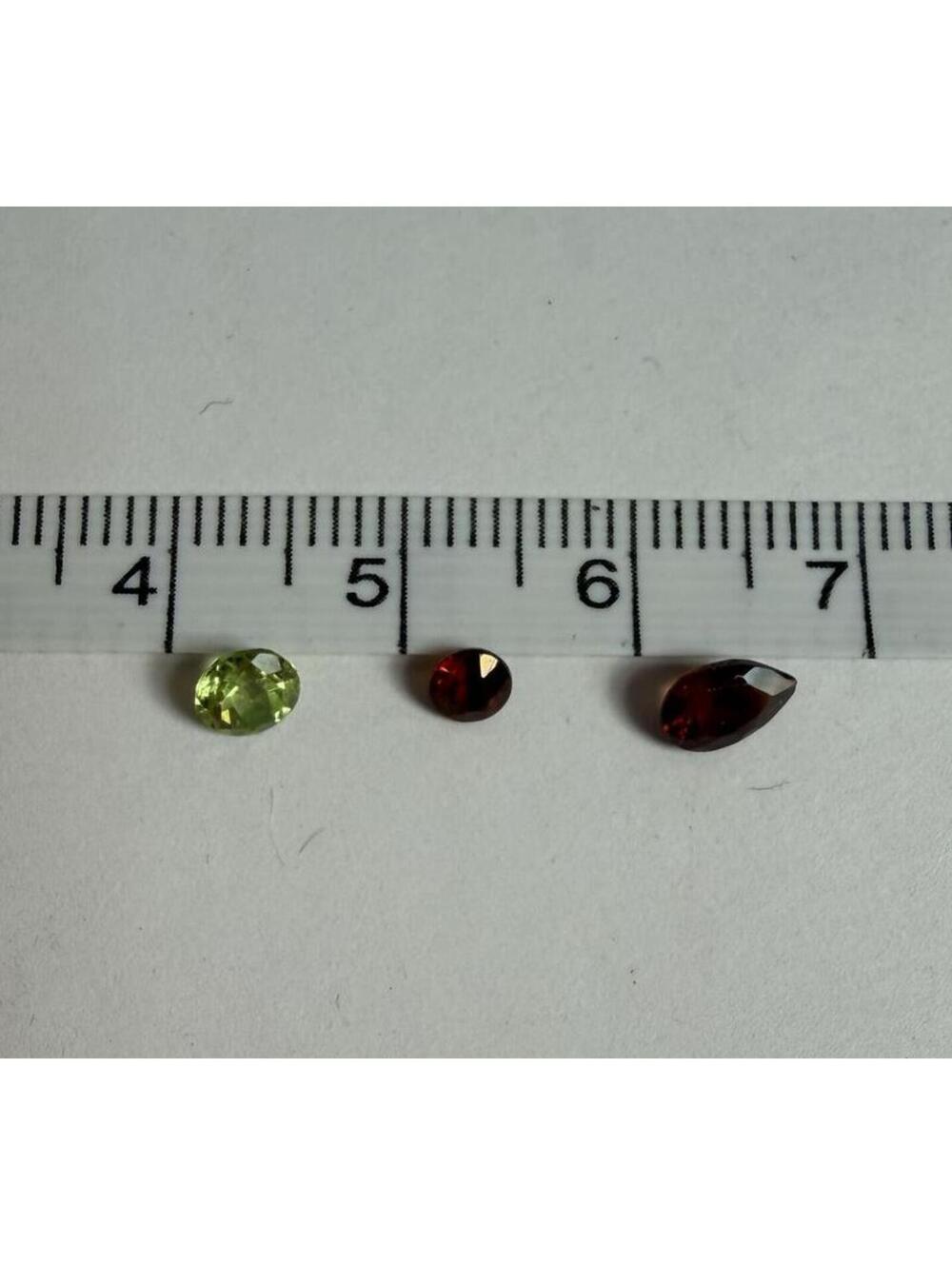 GEMS Set of Three Small Garnet Gemstones Green and Red Tones